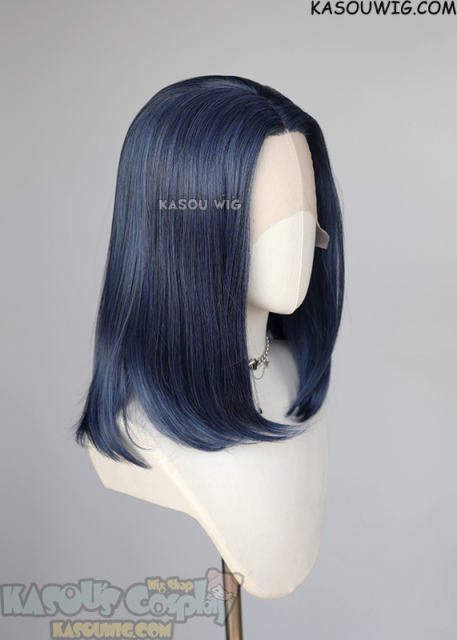 Lace Front>> navy blue middle part medium length wig LFM-1/KA051