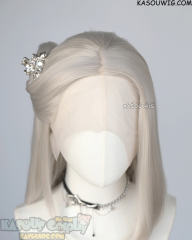 Lace Front>> pearl white middle part medium length wig LFM-1/SP05