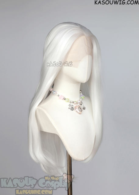 Lace Front>> snow white 76cm long slicked-back straight wig LFL-2/KA001