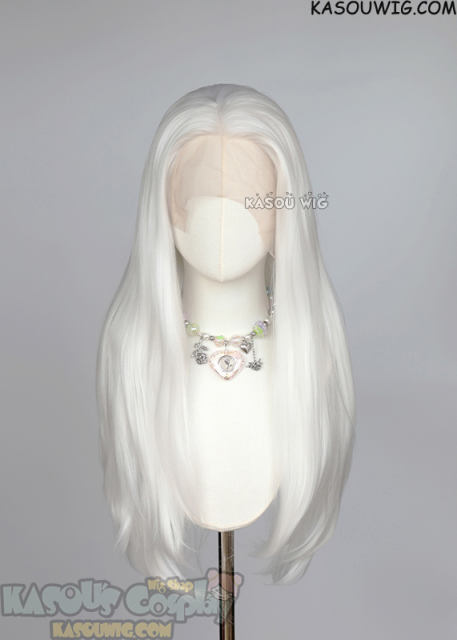 Lace Front>> snow white 76cm long slicked-back straight wig LFL-2/KA001