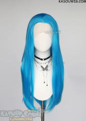 Lace Front>> Blue 76cm long slicked-back straight wig LFL-2/KA047