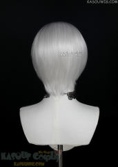 S-2 / KA002 silver white short bob smooth wig with long bangs