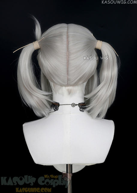 M-2/ SP05 ┇ 50CM / 19.7" pearl white pigtails base wig with long bangs.