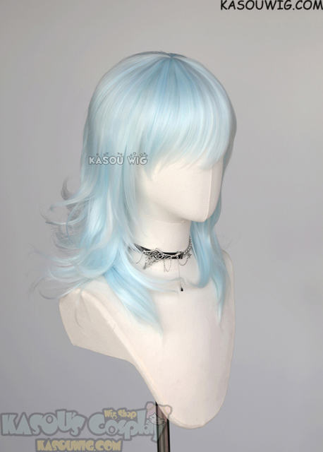 M-3 KA045 Light Cyan 52cm long layered choppy wig