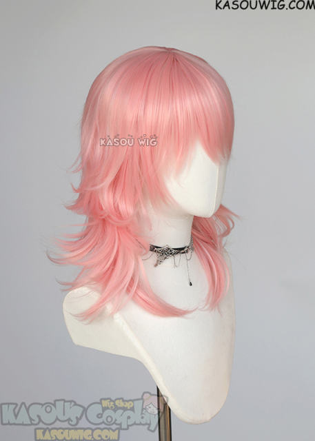 M-3 SP12 Pastel Pink 52cm long layered choppy wig