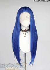 Lace Front>>  Royal Blue 76cm long slicked-back straight synthetic wig LFL-2/KA050