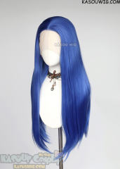 Lace Front>>  Royal Blue 76cm long slicked-back straight synthetic wig LFL-2/KA050