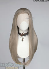 Lace Front>> sand blonde 76cm long slicked-back straight synthetic wig LFL-2/SP02
