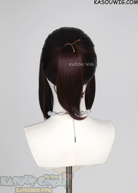 S-3 / KA058 dark reddish brown  ponytail base wig with long bangs.