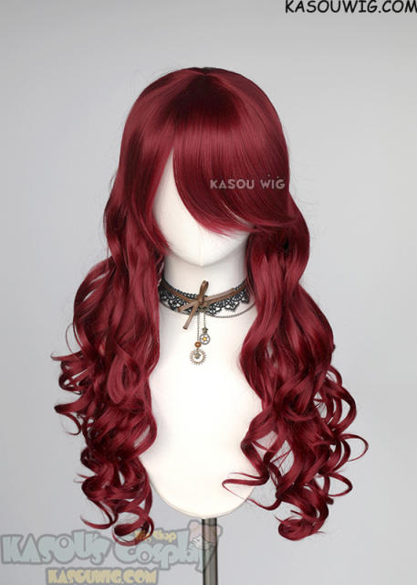 L-1 / KA043 Carmine red 75cm long curly wig