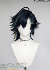 Genshin Impact Kinich deep blue layered wig