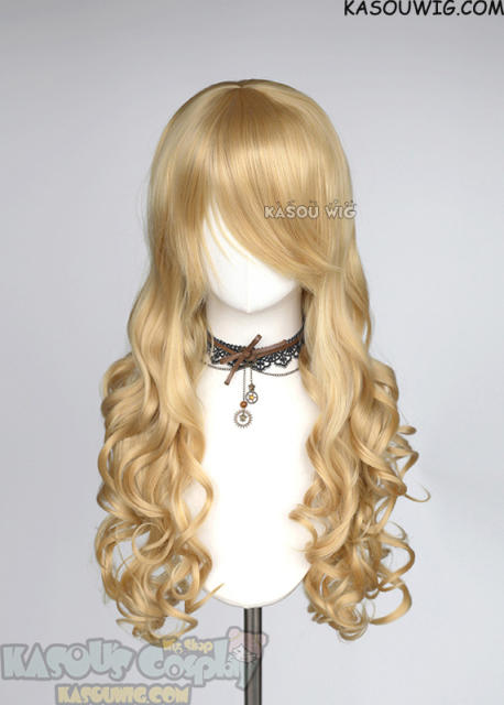 L-1 / KA011 Honey Butter blonde 75cm long curly wig