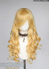 L-1 / SP01 pastel yellow blonde 75cm long curly wig . Tangle Resistant fiber