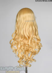 L-1 / SP01 pastel yellow blonde 75cm long curly wig . Tangle Resistant fiber