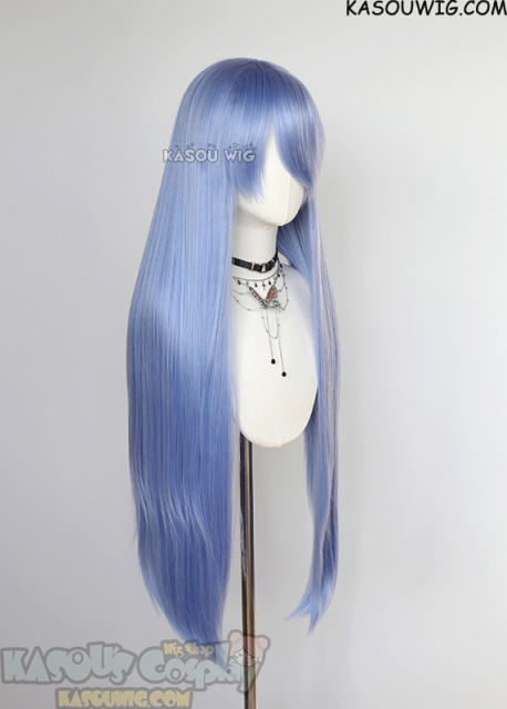 L-4 KA055 100cm/39.5" long straight versatile Cornflower Blue wig