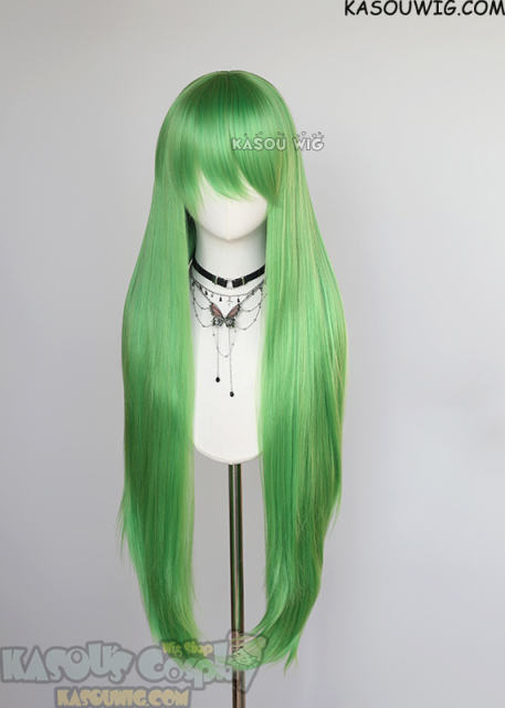 L-4 KA060 100cm/39.5" long straight versatile Light Green wig