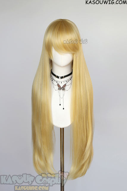 L-4 KA010 100cm/39.5" long straight versatile Light Yellow Blonde wig