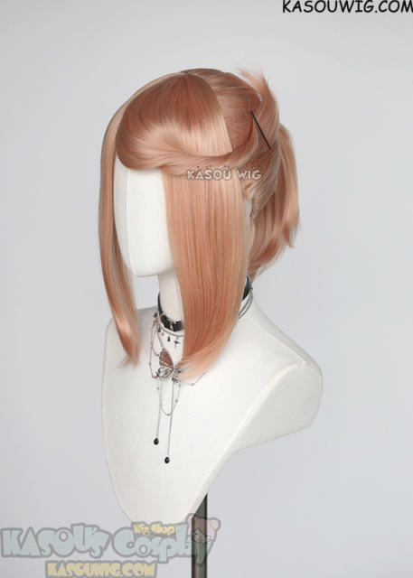 S-3 / SP20 peach pink ponytail base wig with long bangs.