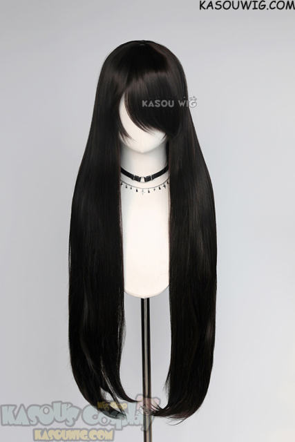 L-4 KA031A 100cm/39.5" long straight versatile Natural Black wig