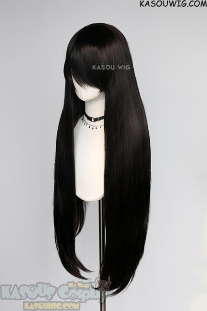 L-4 KA031A 100cm/39.5" long straight versatile Natural Black wig