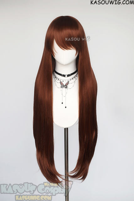 L-4 KA026 100cm/39.5" long straight versatile Walnut Brown wig