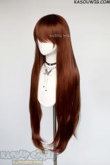 L-4 KA026 100cm/39.5" long straight versatile Walnut Brown wig