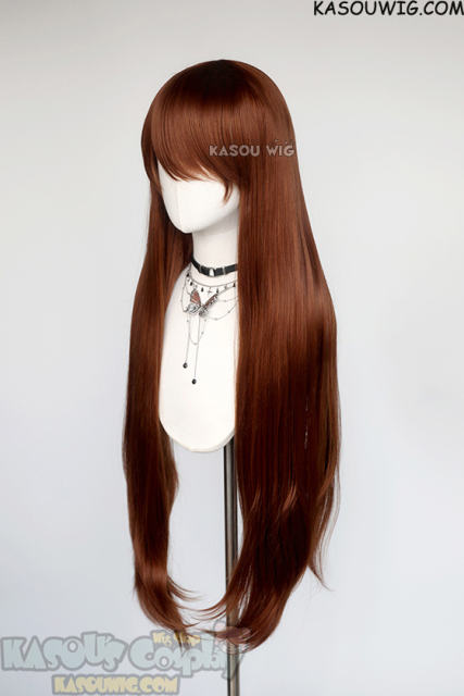 L-4 KA026 100cm/39.5" long straight versatile Walnut Brown wig