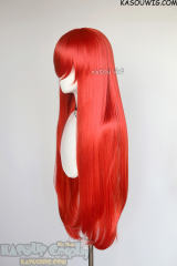 L-4 KA040 100cm /39.5" long straight versatile vermillion red wig