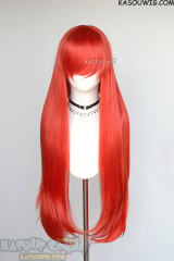 L-4 KA040 100cm /39.5" long straight versatile vermillion red wig