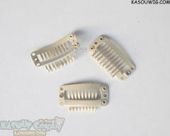 3pcs Snap clips black tan yellow . Hair Extension Clips .