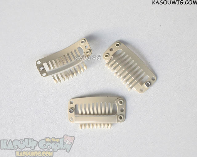 3pcs Snap clips black tan yellow . Hair Extension Clips .