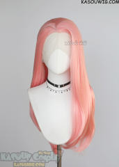 Lace Front>> Light Pink 76cm long slicked-back straight wig LFL-2/KA033