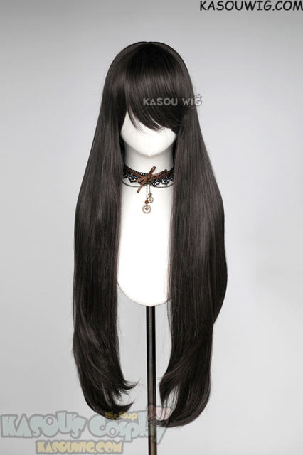 L-4 SP09 100cm/39.5" long straight versatile Dark Gray wig / Puella Magi Madoka Magica Akemi Homura