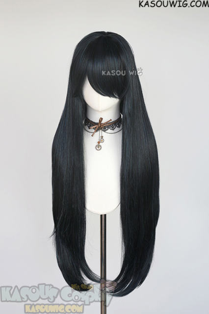 L-4 KA052 100cm/39.5" long straight versatile Black Blue wig