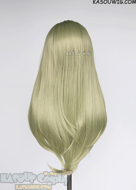 Lace Front>> Chartreuse 76cm long slicked-back straight wig LFL-2/SP36