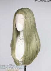Lace Front>> Chartreuse 76cm long slicked-back straight wig LFL-2/SP36