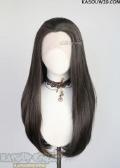 Lace Front>> Dark Gray 76cm long slicked-back straight wig LFL-2/SP09
