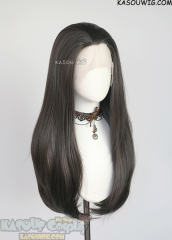 Lace Front>> Dark Gray 76cm long slicked-back straight wig LFL-2/SP09