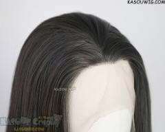 Lace Front>> Dark Gray 76cm long slicked-back straight wig LFL-2/SP09