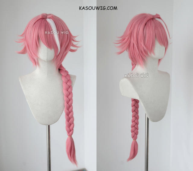 Fate Apocrypha Astolfo 85cm long braid pink cosplay wig