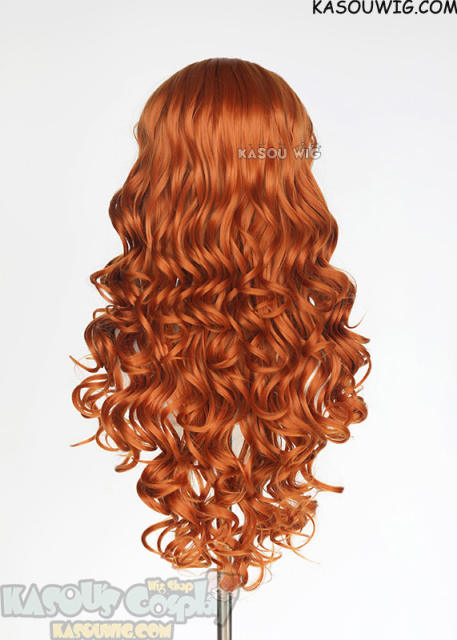 Lace Front>> Burnt Orange 75cm long middle parting curly wig LFL-1/KA021