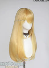 L-2 / SP01 pastel yellow blonde 75cm long straight wig . Tangle Resistant fiber