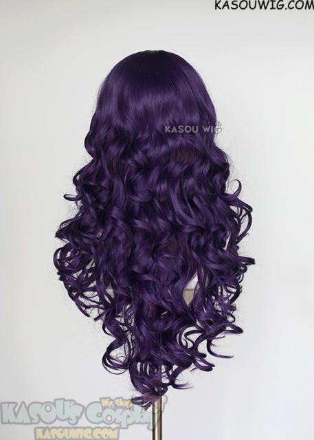 Lace Front>> Indigo Purple 75cm long middle parting curly wig LFL-1/SP37