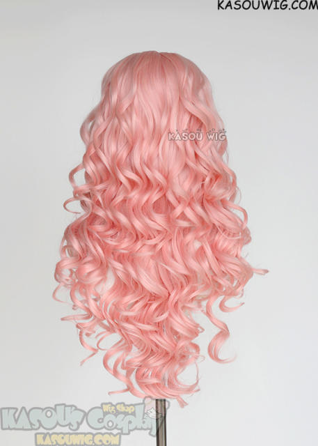Lace Front>> Pastel Pink 75cm long middle parting curly wig LFL-1/SP12