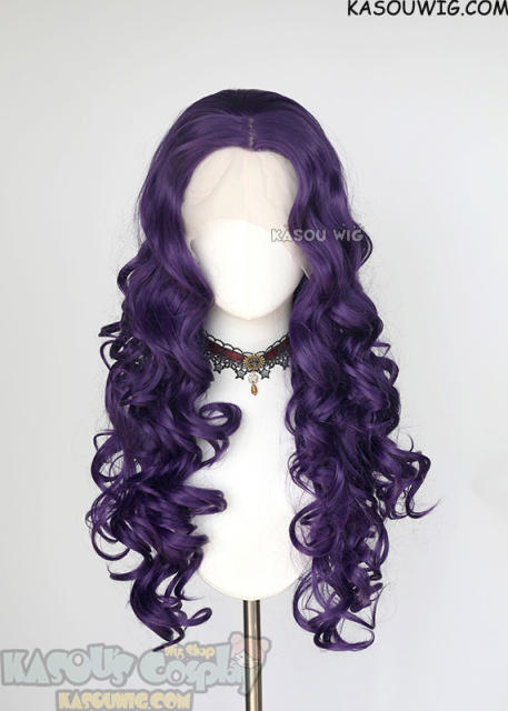 Lace Front>> Indigo Purple 75cm long middle parting curly wig LFL-1/SP37