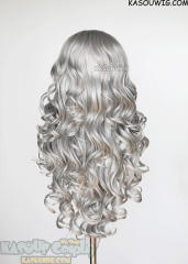 Lace Front>> Light Gray 75cm long middle parting curly wig LFL-1/KA003