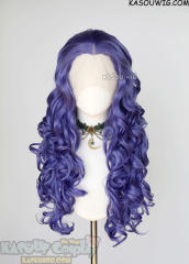 Lace Front>> Cool Purple 75cm long middle parting curly wig LFL-1/KA057