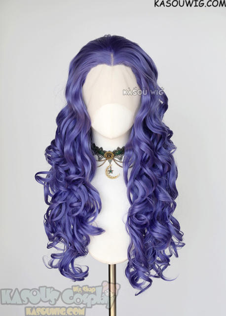 Lace Front>> Cool Purple 75cm long middle parting curly wig LFL-1/KA057