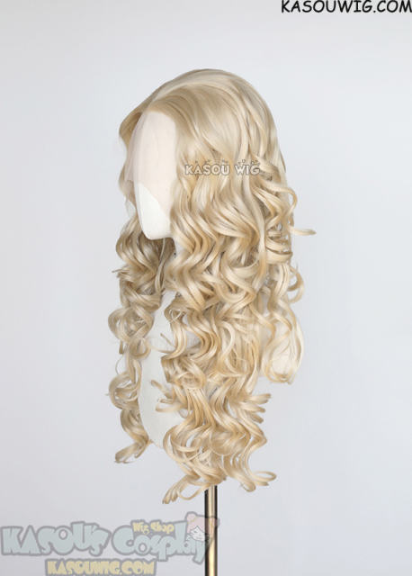 Lace Front>> Light Blonde 75cm long middle parting curly wig LFL-1/KA006