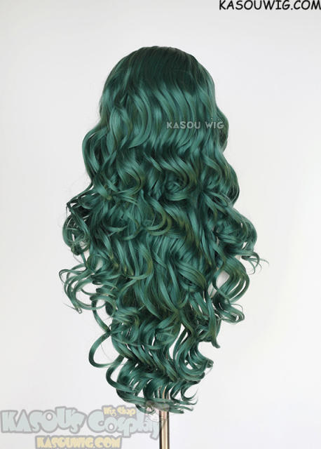 Lace Front>> Dark Olive Green 75cm long middle parting curly wig LFL-1/KA065